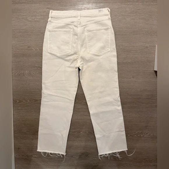 Frank & Eileen Monaghan Ivory High Rise Straight Crop Raw Hem Jeans 30 - Picture 3 of 15